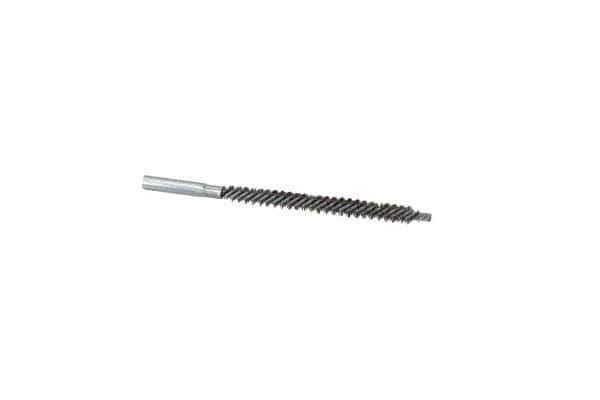 Schaefer Brush - 4" Brush Length, 3/8" Diam, Double Stem, Double Spiral Tube Brush - 6" Long, Stainless Steel, 12-24 Female Connection - Apex Tool & Supply