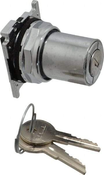 Eaton Cutler-Hammer - 30-1/2mm Mount Hole, 2 Position, Key Operated, Selector Switch Only - Silver, Maintained (MA) - Apex Tool & Supply