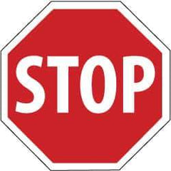 NMC - "Stop", 30" Wide x 30" High, Aluminum Stop & Yield Signs - 0.063" Thick, White on Red, Octagon, Post Mount - Apex Tool & Supply