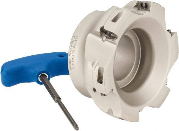 Iscar - 6 Inserts, 4" Cut Diam, 1-1/2" Arbor Diam, 0.56" Max Depth of Cut, Indexable Square-Shoulder Face Mill - 0/90° Lead Angle, 2" High, AD..1505.. & HM90 AD..1505.. Insert Compatibility, Series HM90 - Apex Tool & Supply