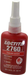 Loctite - 50 mL Bottle, Red, High Strength Liquid Threadlocker - Series 2760, 24 hr Full Cure Time, Hand Tool, Heat Removal - Apex Tool & Supply