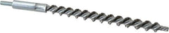 Schaefer Brush - 4" Brush Length, 3/8" Diam, Double Stem, Single Spiral Tube Brush - 6-1/4" Long, Stainless Steel, 8-32 Male Connection - Apex Tool & Supply