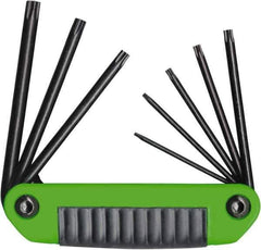 Eklind - 8 Piece T8 to T40 Steel Fold-Up Torx Key Set - T8, T10, T15, T20, T25, T27, T30, T40 Torx Size - Apex Tool & Supply