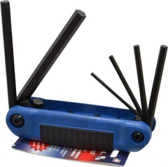 Eklind - 6 Piece Fold-Up Hex Key Set - Hex Range 3 to 10mm, 4-1/2" OAL, Chrome Alloy Steel - Apex Tool & Supply