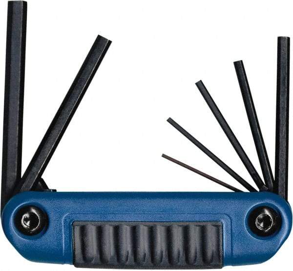 Eklind - 7 Piece Fold-Up Hex Key Set - Hex Range 1.5 to 6mm, 5" OAL, Chrome Alloy Steel - Apex Tool & Supply