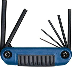 Eklind - 7 Piece Fold-Up Hex Key Set - Hex Range 1.5 to 6mm, 5" OAL, Chrome Alloy Steel - Apex Tool & Supply