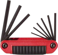 Eklind - 9 Piece Fold-Up Hex Key Set - Hex Range 5/64 to 1/4", 4-1/2" OAL, Chrome Alloy Steel - Apex Tool & Supply