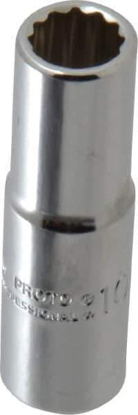 Proto - 3/8" Drive, Deep Hand Socket - 12 Points, 2-1/8" OAL, Chrome Finish - Apex Tool & Supply