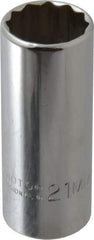 Proto - 3/8" Drive, Deep Hand Socket - 12 Points, 2-3/4" OAL, Chrome Vanadium, Chrome Finish - Apex Tool & Supply