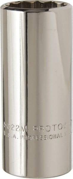 Proto - 3/8" Drive, Deep Hand Socket - 12 Points, 2-3/4" OAL, Chrome Vanadium, Chrome Finish - Apex Tool & Supply