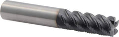 Niagara Cutter - 1/2" Diam, Fine Pitch, 1-1/4" LOC, 5 Flute Solid Carbide Corner Chamfer Roughing End Mill - TiAlN Finish, 3" OAL, 1/2" Shank Diam, Single End, Centercutting, 45° Helix - Apex Tool & Supply