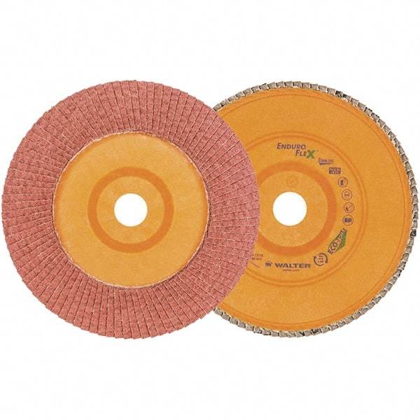 WALTER Surface Technologies - 60 Grit, 7" Disc Diam, 7/8" Center Hole, Zirconia Alumina Flap Disc - 8,600 Max RPM, Plastic Backing, Arbor Attaching System, Coated - Apex Tool & Supply