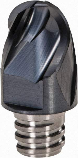 Iscar - MM EB Grade IC908 Carbide Ball Nose Milling Tip Insert - TiAlN Finish, 4 Flutes, 1/2" Cutting Diam, 3/8" Depth of Cut, 0.65" Extension, 1/4" Cnr Rad, 30° Helix - Apex Tool & Supply