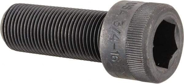 Holo-Krome - 3/4-16 UNF Hex Socket Drive, Socket Cap Screw - Alloy Steel, Black Oxide Finish, Fully Threaded, 2" Length Under Head - Apex Tool & Supply