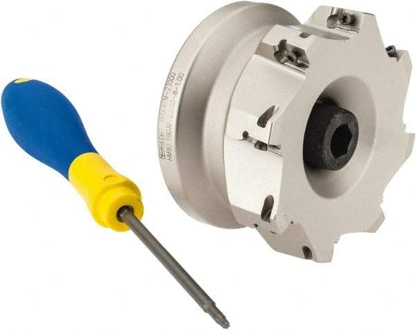 Iscar - 8 Inserts, 3" Cut Diam, 1" Arbor Diam, 0.39" Max Depth of Cut, Indexable Square-Shoulder Face Mill - 0/90° Lead Angle, 1-3/4" High, AP..1003.. & HM90 AP..1003.. Insert Compatibility, Series HM90 - Apex Tool & Supply