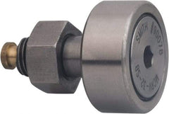 Accurate Bushing - 13mm Roller Diam x 9mm Width, 5mm Stud Diam x 13mm Length, Sealed Stud Cam Follower with Hex - Carbon Steel, 7.5mm Thread Length, M5 x 0.8 Thread, 23mm OAL, 2,450 N Dynamic Cap - Apex Tool & Supply