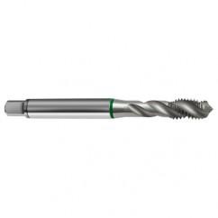 M8x1.25 6H 3-Flute Cobalt Green Ring Semi-Bottoming 40 degree Spiral Flute Tap-Bright - Apex Tool & Supply