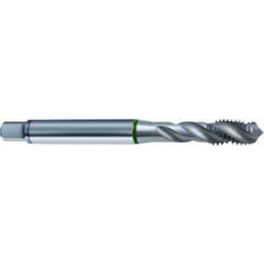 ‎M3 × 0.5 3FL 6H Cobalt Spiral Flute Semi-Bott Green Ring Tap-Bright-40 Degree Helix - Apex Tool & Supply