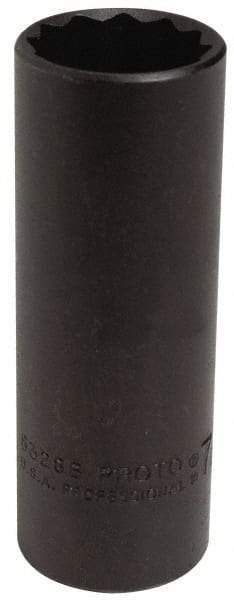 Proto - 7/8", 1/2" Drive, Deep Hand Socket - 12 Points, 3-1/4" OAL, Alloy Steel, Black Finish - Apex Tool & Supply