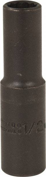 Proto - 1/2", 1/2" Drive, Deep Hand Socket - 12 Points, 3-1/4" OAL, Alloy Steel, Black Finish - Apex Tool & Supply