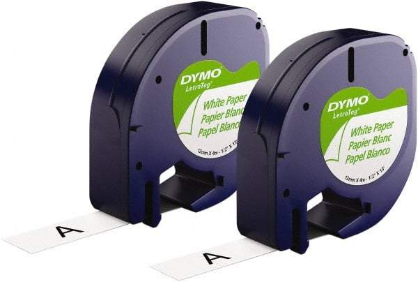 Dymo - 1/2" Wide x 156" Long, Black on White Paper Label Printer Cartridge - For DYMO Letratag Printers - Apex Tool & Supply