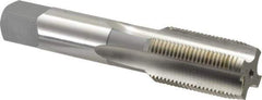OSG - 1-1/8 - 12 UNF 3B 4 Flute Bright Finish High Speed Steel Straight Flute Standard Hand Tap - Plug, Right Hand Thread, 5-7/16" OAL, 2-9/16" Thread Length, H4 Limit, Oversize - Apex Tool & Supply