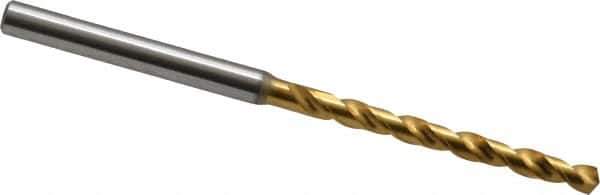 OSG - 1/8" 130° Vanadium High Speed Steel Jobber Drill - TiN Finish, Right Hand Cut, Spiral Flute, Straight Shank, 68mm OAL, Standard Point - Apex Tool & Supply