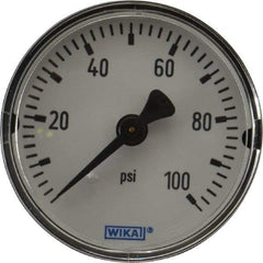 Wika - 2" Dial, 1/4 Thread, 0-100 Scale Range, Pressure Gauge - Center Back Connection Mount, Accurate to 3-2-3% of Scale - Apex Tool & Supply