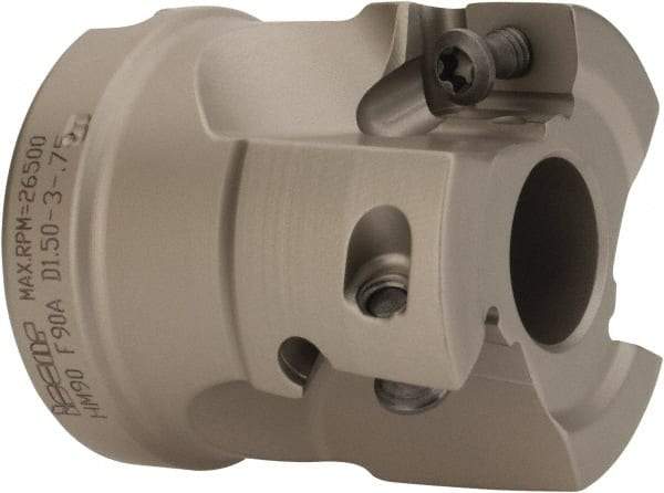 Iscar - 3 Inserts, 1-1/2" Cut Diam, 3/4" Arbor Diam, 0.56" Max Depth of Cut, Indexable Square-Shoulder Face Mill - 0/90° Lead Angle, 1.57" High, AD..1505.. & HM90 AD..1505.. Insert Compatibility, Series HM90 - Apex Tool & Supply