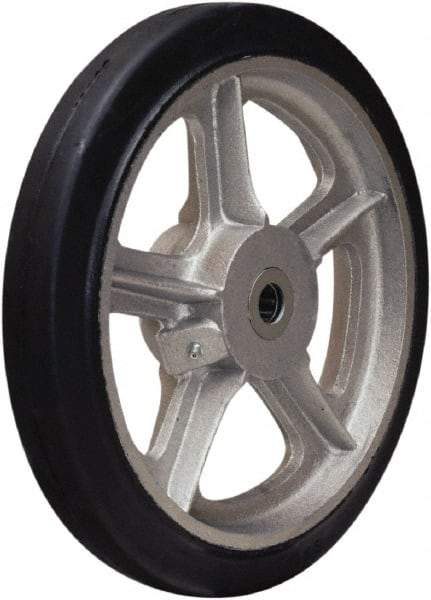 Hamilton - 12 Inch Diameter x 2 Inch Wide, Rubber on Aluminum Caster Wheel - 720 Lb. Capacity, 2-1/4 Inch Hub Length, 3/4 Inch Axle Diameter, Straight Roller Bearing - Apex Tool & Supply