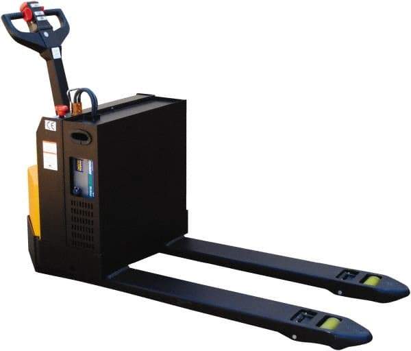 Vestil - 4,500 Lb Capacity, 7-51/64" Lift Electric Pallet Truck - 3.4" Min Lift Height, 48" Fork Length x 20" Fork Width, 30-1/4" Overall Width - Apex Tool & Supply