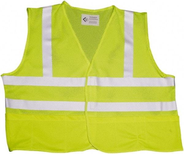 Ability One - High Visibility Vest - CL2 YLW/LIME/SLVR LRG FRONT CLOSE SAFETY VEST - Apex Tool & Supply