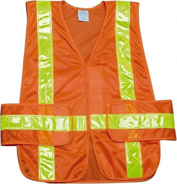 Ability One - High Visibility Vest - CL2 ORG/YLW UNIV FRONT CLOSE SAFETY VEST - Apex Tool & Supply