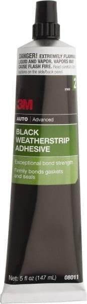3M - 5 oz Tube Black Weatherstrip Adhesive - Series 08011, 24 hr Working Time, 24 hr Full Cure Time, Bonds to Rubber - Apex Tool & Supply