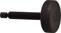 Gibraltar - 1/4-20 Knurled Shoulderless Swivel Pad Tip Steel Thumb Screw - 1-13/16" OAL, 1" Head Diam x 5/16" Head Height, Black Oxide Finish - Apex Tool & Supply