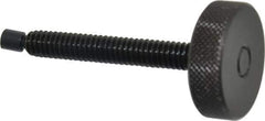 Gibraltar - 1/4-20 Knurled Shoulderless Swivel Pad Tip Steel Thumb Screw - 2-5/16" OAL, 1" Head Diam x 5/16" Head Height, Black Oxide Finish - Apex Tool & Supply