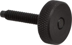 Gibraltar - #10-24 Knurled Shoulderless Dog Point Tip Grade 12L14 Steel Thumb Screw - 1-1/4" OAL, 3/4" Head Diam x 1/4" Head Height, Black Oxide Finish - Apex Tool & Supply