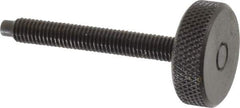 Gibraltar - #10-32 Knurled Shoulderless Dog Point Tip Grade 12L14 Steel Thumb Screw - 1-3/4" OAL, 3/4" Head Diam x 1/4" Head Height, Black Oxide Finish - Apex Tool & Supply