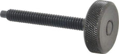 Gibraltar - 1/4-20 Knurled Shoulderless Dog Point Tip Grade 12L14 Steel Thumb Screw - 2-5/16" OAL, 1" Head Diam x 5/16" Head Height, Black Oxide Finish - Apex Tool & Supply