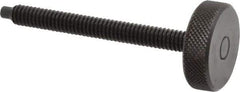 Gibraltar - 1/4-20 Knurled Shoulderless Dog Point Tip Grade 12L14 Steel Thumb Screw - 2-13/16" OAL, 1" Head Diam x 5/16" Head Height, Black Oxide Finish - Apex Tool & Supply