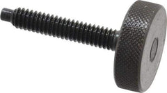 Gibraltar - 1/4-20 Knurled Shoulderless Dog Point Tip Grade 12L14 Steel Thumb Screw - 1-13/16" OAL, 1" Head Diam x 5/16" Head Height, Black Oxide Finish - Apex Tool & Supply