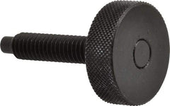 Gibraltar - 5/16-18 Knurled Shoulderless Dog Point Tip Grade 12L14 Steel Thumb Screw - 1-7/8" OAL, 1-1/8" Head Diam x 3/8" Head Height, Black Oxide Finish - Apex Tool & Supply