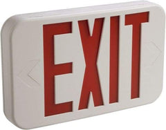 Cooper Lighting - 1 and 2 Face, 3 Watt, White, Thermoplastic, LED, Illuminated Exit Sign - 120/277 VAC, Nickel Cadmium, Ceiling Mounted, End Mounted, Wall Mounted, 11-11/16 Inch Long x 1-3/4 Inch Wide x 7-1/2 Inch High - Apex Tool & Supply