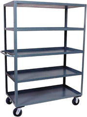 Jamco - 3,000 Lb Capacity, 5 Shelf, Steel Stock Truck - 48" Long x 30" Wide x 68" High, 6" Diam Phenolic Wheels - Apex Tool & Supply