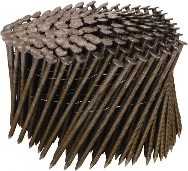 Stanley Bostitch - 11 Gauge 0.12" Shank Diam 3-1/4" Long Framing Nails for Power Nailers - Steel, Bright Finish, Ring Shank, Coil Wire Collation, Round Head, Chisel Point - Apex Tool & Supply