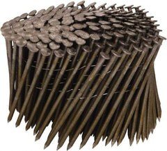 Stanley Bostitch - 11 Gauge 0.12" Shank Diam 3-1/4" Long Framing Nails for Power Nailers - Steel, Bright Finish, Ring Shank, Coil Wire Collation, Round Head, Chisel Point - Apex Tool & Supply