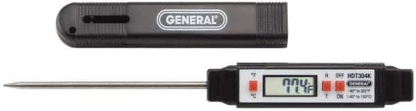 General - -40 to 302°F, -40 to 150°C, Digital Pocket Thermometer - Accurate to 1.8°F, Stainless Steel - Apex Tool & Supply