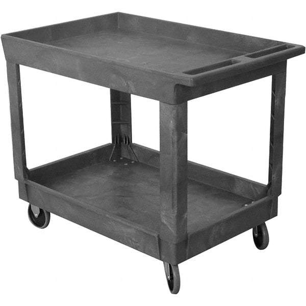 Wesco Industrial Products - 500 Lb Capacity, 25-1/2" Wide x 40-1/4" Long x 32-1/2" High Service Cart - 2 Shelf, Plastic, TPR Casters - Apex Tool & Supply