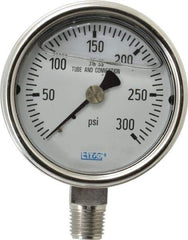Wika - 2-1/2" Dial, 1/4 Thread, 0-300 Scale Range, Pressure Gauge - Lower Connection Mount, Accurate to 2-1-2% of Scale - Apex Tool & Supply
