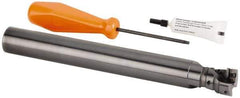Kennametal - 26mm Cut Diam, 28mm Max Depth of Cut, 25mm Shank Diam, 220mm OAL, Indexable Square Shoulder Helical End Mill - GOMT 13T3.., JOMT 13T3.. Inserts, Cylindrical Shank, 0° Lead Angle, Series KDMR - Apex Tool & Supply